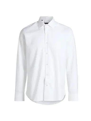 Saks Fifth Avenue Men's COLLECTION Herringbone Cotton Dress Shirt - White - Size 17.5 | Thumbnail 1