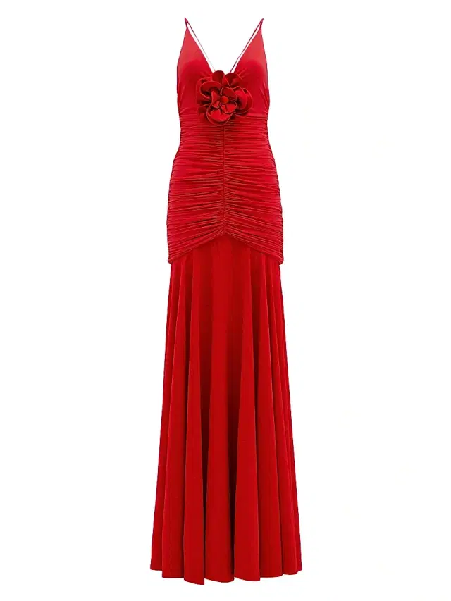 Silvia Tcherassi Women's Sana Ruched Dropped Waist Gown - Rouge
