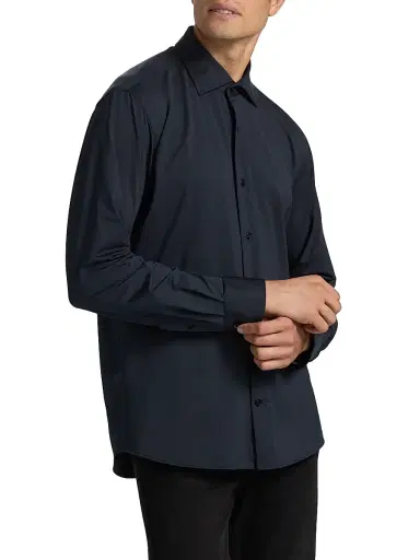 Saks Fifth Avenue Men's COLLECTION Stretch Soild Shirt - Black - Size 15 | Thumbnail 4