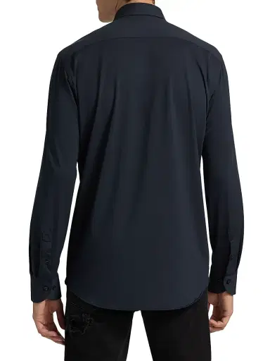 Saks Fifth Avenue Men's COLLECTION Stretch Soild Shirt - Black - Size 15 | Thumbnail 5