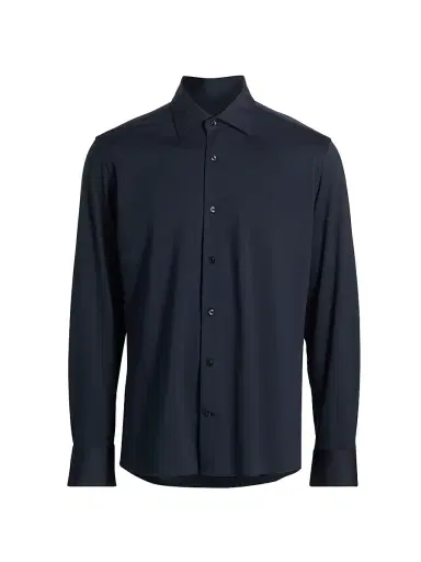 Saks Fifth Avenue Men's COLLECTION Stretch Soild Shirt - Black - Size 15 | Thumbnail 1