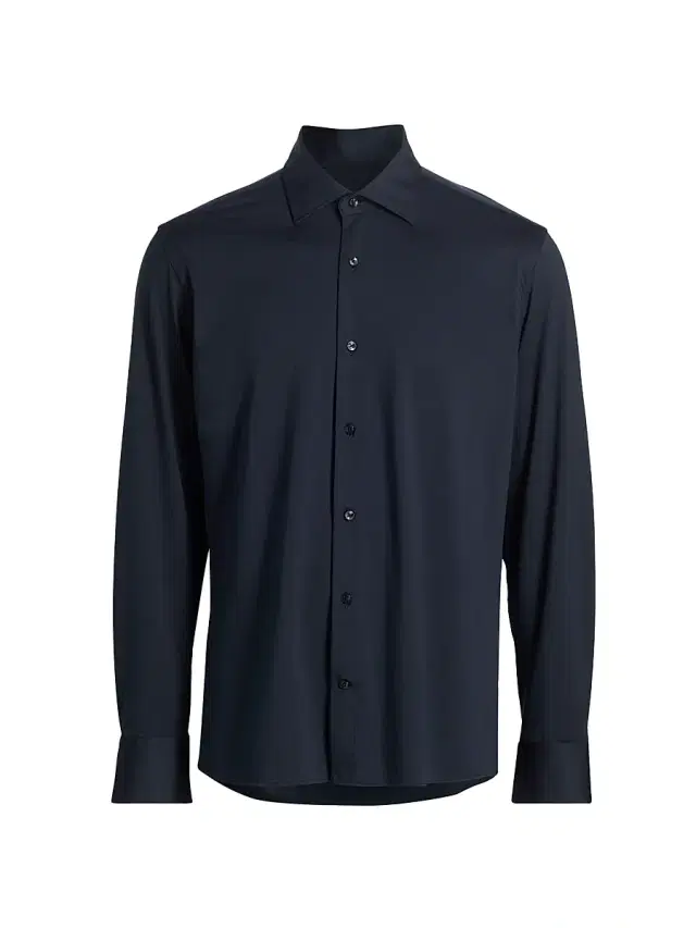 Men's COLLECTION Stretch Soild Shirt - Black