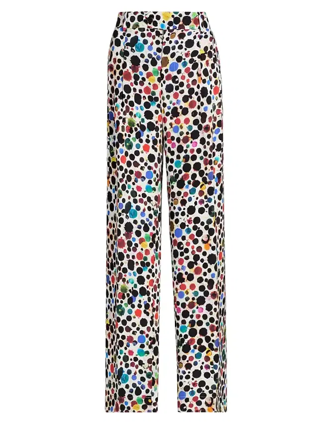 Women's Orpheus Silk-Blend Baggy Trousers - White Multi