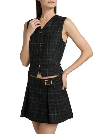 Ronny Kobo Women's Lily Plaid Vest | Thumbnail 4