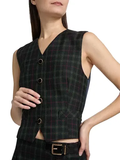 Ronny Kobo Women's Lily Plaid Vest | Thumbnail 6