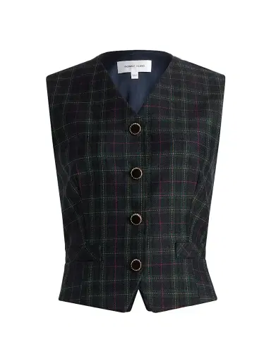 Ronny Kobo Women's Lily Plaid Vest | Thumbnail 1