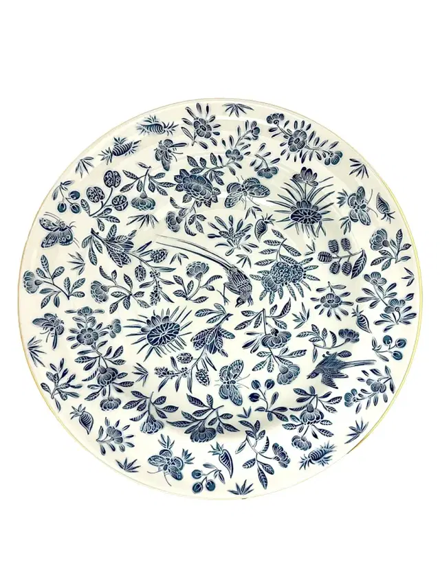 Mottahedeh Sacred Bird & Butterfly Porcelain Rimmed Soup Plate