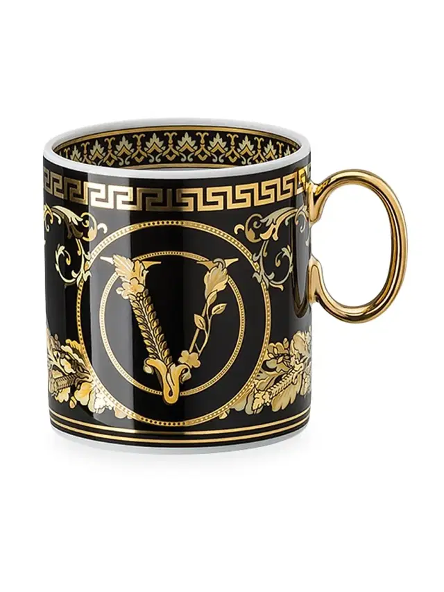 Versace Virtus Coffee Cup & Saucer Set - Black