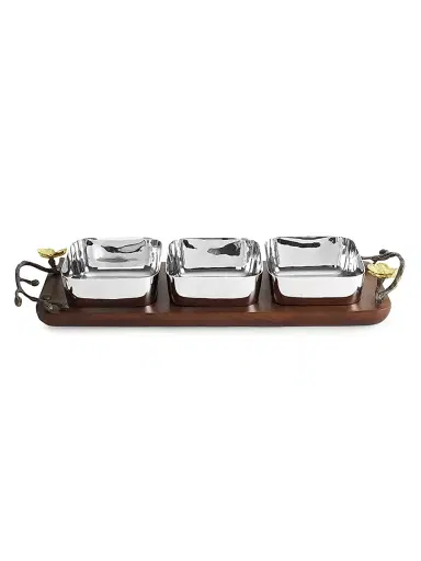 Michael Aram Gold Orchid Triple Bowl - Brown | Thumbnail 3 Michael Aram Gold Orchid Triple Bowl - Brown | Thumbnail 3