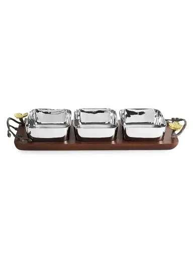Michael Aram Gold Orchid Triple Bowl - Brown | Thumbnail 1 Michael Aram Gold Orchid Triple Bowl - Brown | Thumbnail 1