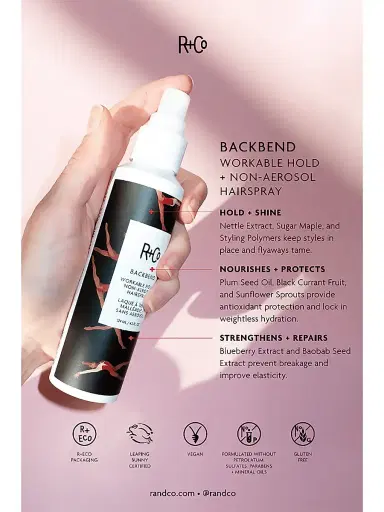 R+Co Women's Backbend Workable Hold + Non-Aerosol Hairspray | Thumbnail 3 R+Co Women's Backbend Workable Hold + Non-Aerosol Hairspray | Thumbnail 3