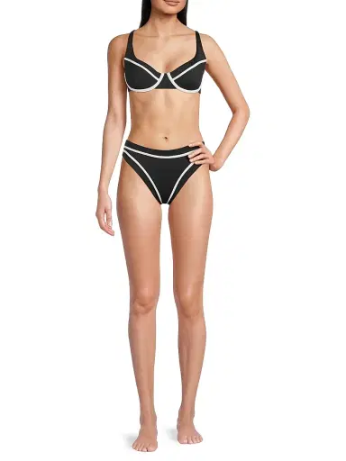 BEACH RIOT Women's Lulu Sporty Swim Top - Bandana Black - Size Small | Thumbnail 2