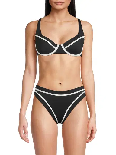 BEACH RIOT Women's Lulu Sporty Swim Top - Bandana Black - Size Small | Thumbnail 3