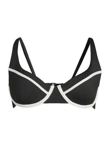 BEACH RIOT Women's Lulu Sporty Swim Top - Bandana Black - Size Small | Thumbnail 1