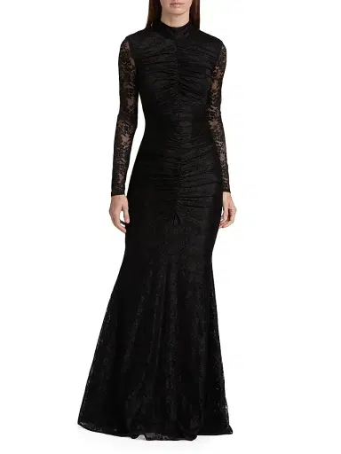 Toccin Women's Sylvie Lace Ruched Gown - Jet | Thumbnail 2