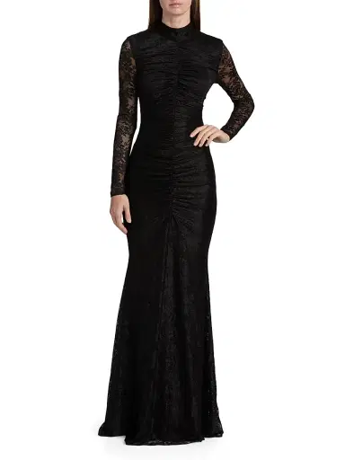 Toccin Women's Sylvie Lace Ruched Gown - Jet | Thumbnail 3