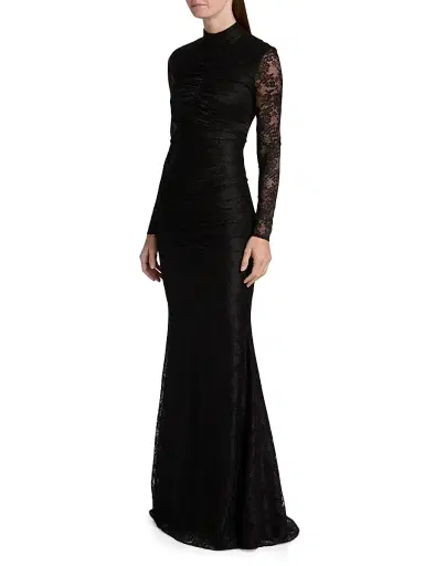 Toccin Women's Sylvie Lace Ruched Gown - Jet | Thumbnail 4
