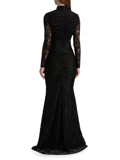 Toccin Women's Sylvie Lace Ruched Gown - Jet | Thumbnail 5