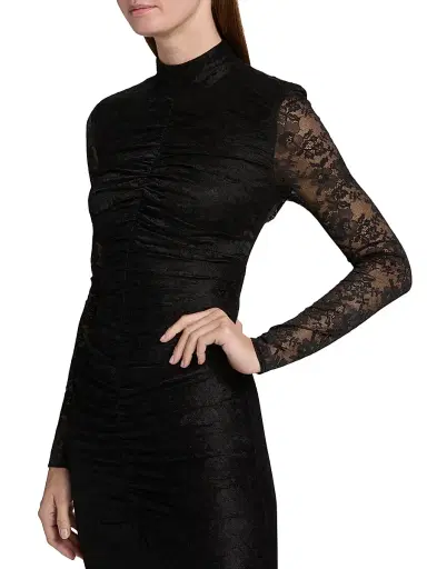 Toccin Women's Sylvie Lace Ruched Gown - Jet | Thumbnail 6
