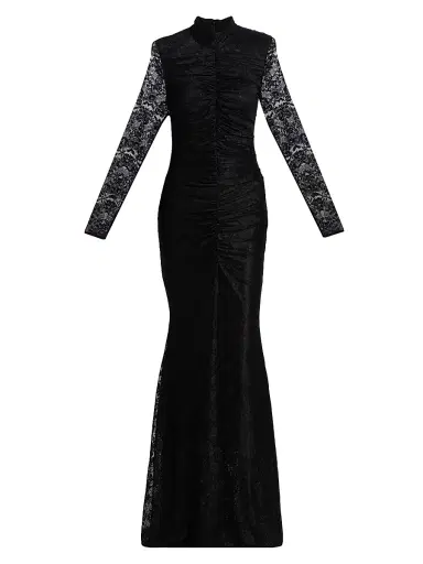 Toccin Women's Sylvie Lace Ruched Gown - Jet | Thumbnail 1