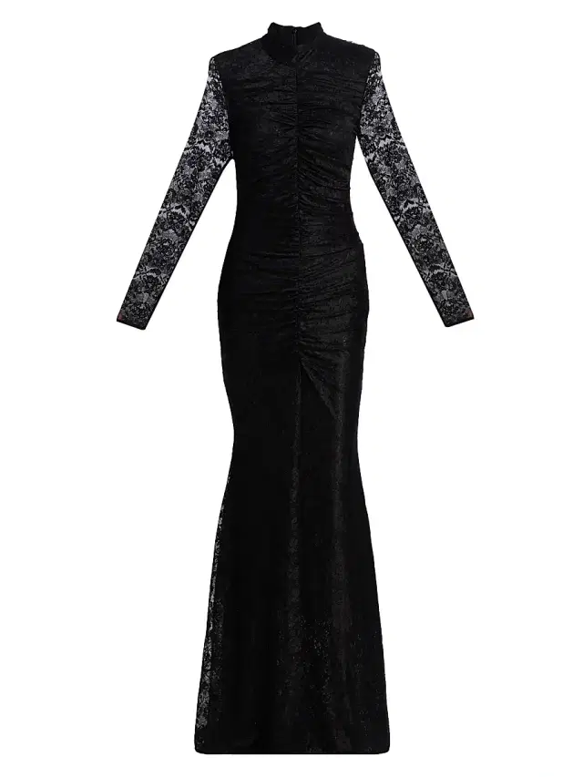 Toccin Women's Sylvie Lace Ruched Gown - Jet