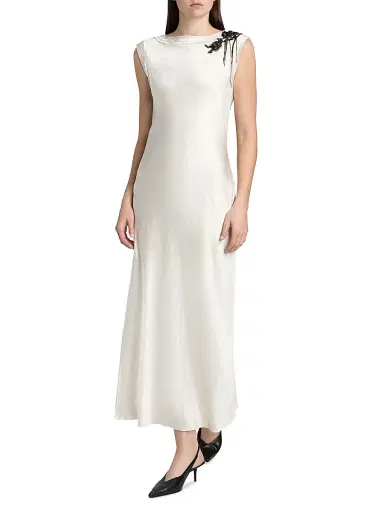 Jason Wu Collection Women's Embellished Washed-Twill Cap-Sleeve Gown | Thumbnail 2 Jason Wu Collection Women's Embellished Washed-Twill Cap-Sleeve Gown | Thumbnail 2