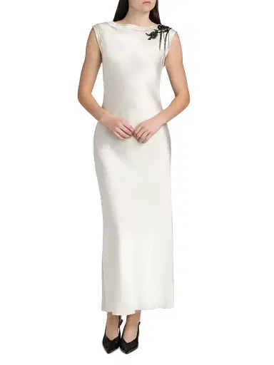 Jason Wu Collection Women's Embellished Washed-Twill Cap-Sleeve Gown | Thumbnail 3 Jason Wu Collection Women's Embellished Washed-Twill Cap-Sleeve Gown | Thumbnail 3