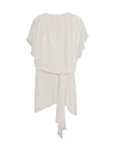 Christine Lingerie Women's Floral Appliqué Silk Chiffon Robe | Thumbnail 1 Christine Lingerie Women's Floral Appliqué Silk Chiffon Robe | Thumbnail 1