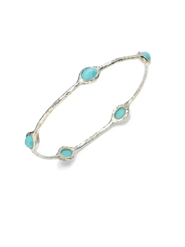 Women's Rock Candy Turquoise & Sterling Silver Five-Stone Bangle Bracelet - Turquoise Silver