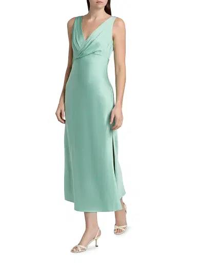 Jason Wu Collection Women's Crepe Satin V-Neck A-Line Maxi Dress - Pale Sage - Size 10 | Thumbnail 2 Jason Wu Collection Women's Crepe Satin V-Neck A-Line Maxi Dress - Pale Sage - Size 10 | Thumbnail 2