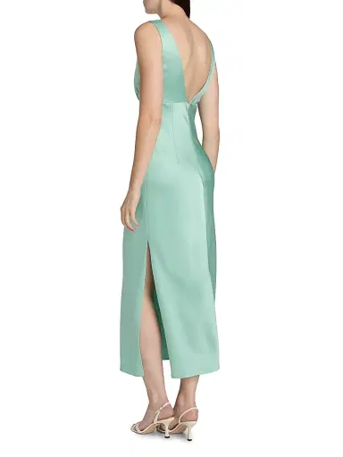 Jason Wu Collection Women's Crepe Satin V-Neck A-Line Maxi Dress - Pale Sage - Size 10 | Thumbnail 5 Jason Wu Collection Women's Crepe Satin V-Neck A-Line Maxi Dress - Pale Sage - Size 10 | Thumbnail 5