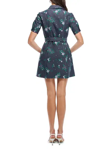 Shoshanna Women's Archie Floral-Print Denim Minidress | Thumbnail 3 Shoshanna Women's Archie Floral-Print Denim Minidress | Thumbnail 3