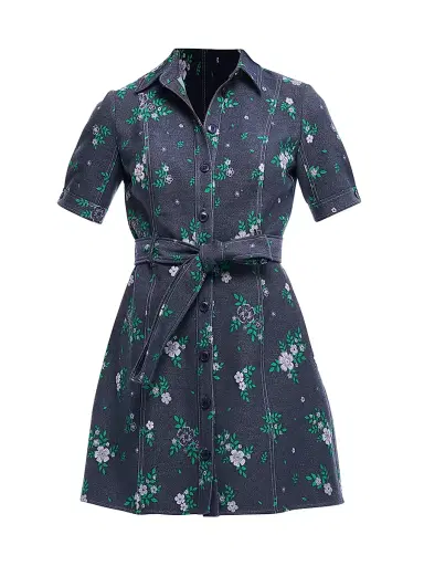 Shoshanna Women's Archie Floral-Print Denim Minidress | Thumbnail 1 Shoshanna Women's Archie Floral-Print Denim Minidress | Thumbnail 1