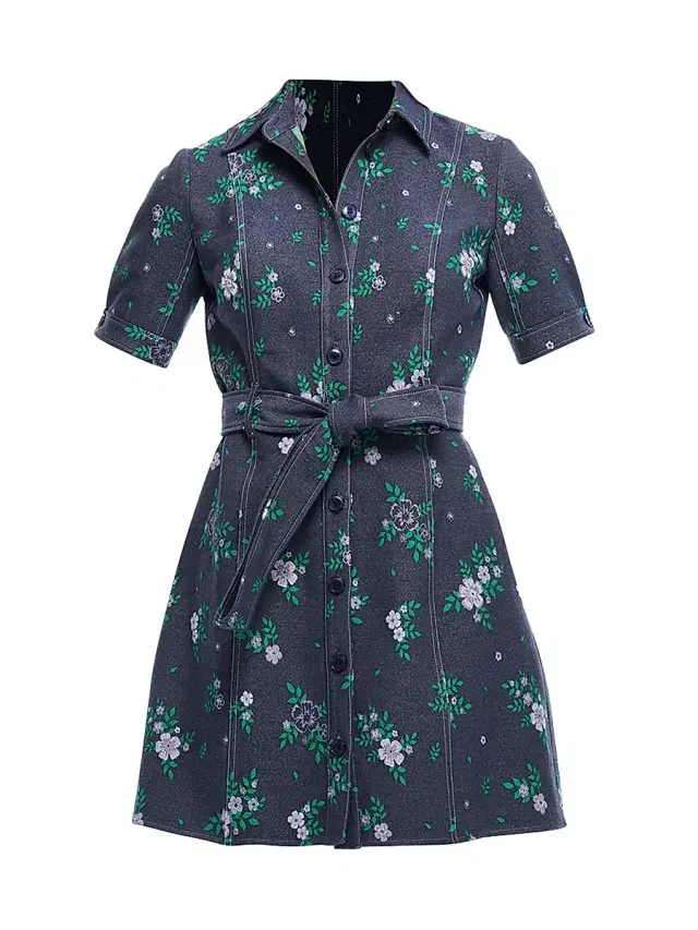Shoshanna Women's Archie Floral-Print Denim Minidress - Blue Pattern