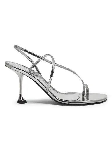 Proenza Schouler Women's Tee 85MM Satin Slingback Sandals - Silver | Thumbnail 1 Proenza Schouler Women's Tee 85MM Satin Slingback Sandals - Silver | Thumbnail 1
