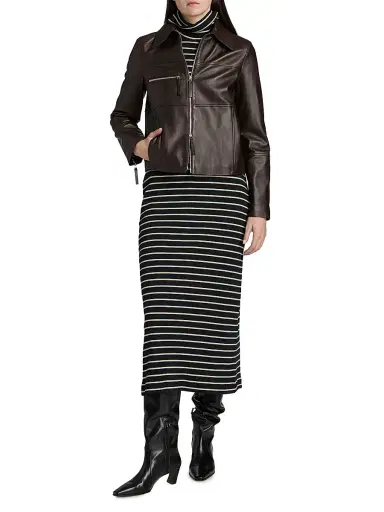 Proenza Schouler White Label Women's Annabel Leather Jacket - Chocolate - Size 12 | Thumbnail 2 Proenza Schouler White Label Women's Annabel Leather Jacket - Chocolate - Size 12 | Thumbnail 2