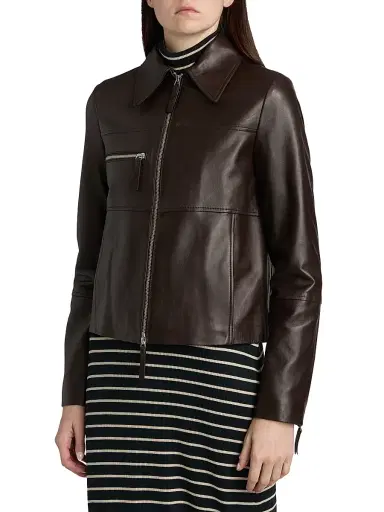 Proenza Schouler White Label Women's Annabel Leather Jacket - Chocolate - Size 12 | Thumbnail 4 Proenza Schouler White Label Women's Annabel Leather Jacket - Chocolate - Size 12 | Thumbnail 4