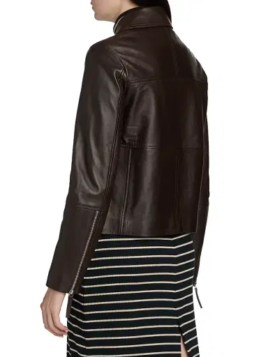 Proenza Schouler White Label Women's Annabel Leather Jacket - Chocolate - Size 12 | Thumbnail 5 Proenza Schouler White Label Women's Annabel Leather Jacket - Chocolate - Size 12 | Thumbnail 5