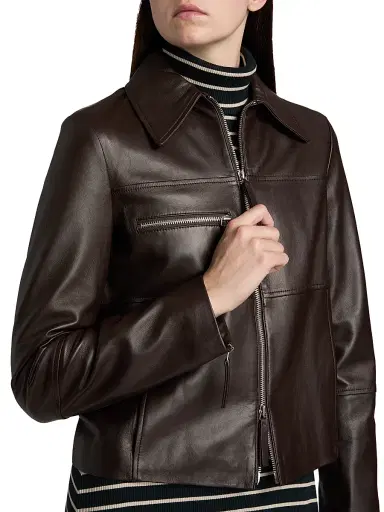 Proenza Schouler White Label Women's Annabel Leather Jacket - Chocolate - Size 12 | Thumbnail 6 Proenza Schouler White Label Women's Annabel Leather Jacket - Chocolate - Size 12 | Thumbnail 6