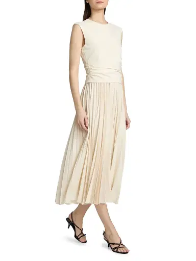 TANYA TAYLOR Women's Carly Pleated Sleeveless Midi-Dress - Cream - Size Large | Thumbnail 2