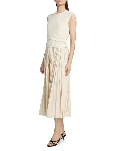 TANYA TAYLOR Women's Carly Pleated Sleeveless Midi-Dress - Cream - Size Large | Thumbnail 4