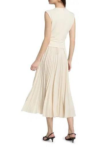 TANYA TAYLOR Women's Carly Pleated Sleeveless Midi-Dress - Cream - Size Large | Thumbnail 5