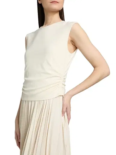 TANYA TAYLOR Women's Carly Pleated Sleeveless Midi-Dress - Cream - Size Large | Thumbnail 6