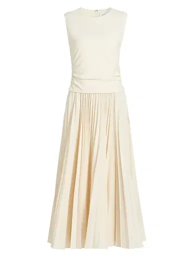 TANYA TAYLOR Women's Carly Pleated Sleeveless Midi-Dress - Cream - Size Large | Thumbnail 1