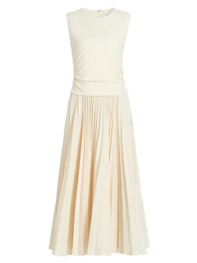 Women's Carly Pleated Sleeveless Midi-Dress - Cream