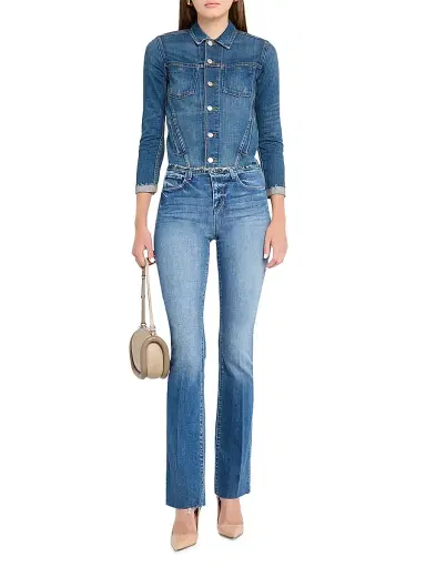L'Agence Women's Janelle Raw-Edge Denim Jacket - Authentiqu - Size Large | Thumbnail 2