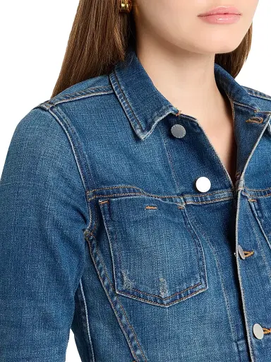 L'Agence Women's Janelle Raw-Edge Denim Jacket - Authentiqu - Size Large | Thumbnail 5