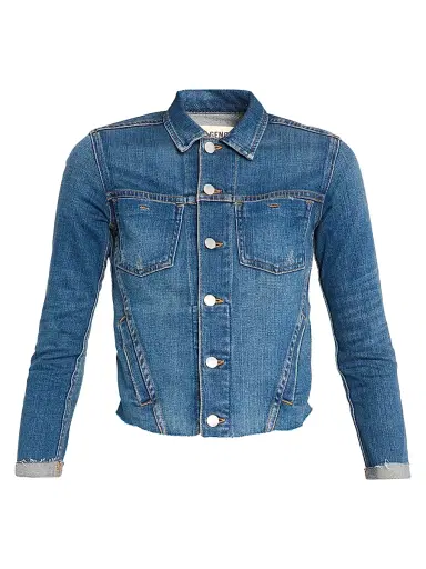 L'Agence Women's Janelle Raw-Edge Denim Jacket - Authentiqu - Size Large | Thumbnail 1