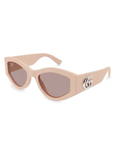 Gucci Women's GG Extruded 53MM Oval Sunglasses - Pink | Thumbnail 1 Gucci Women's GG Extruded 53MM Oval Sunglasses - Pink | Thumbnail 1
