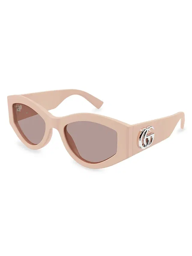 Women's GG Extruded 53MM Oval Sunglasses - Pink